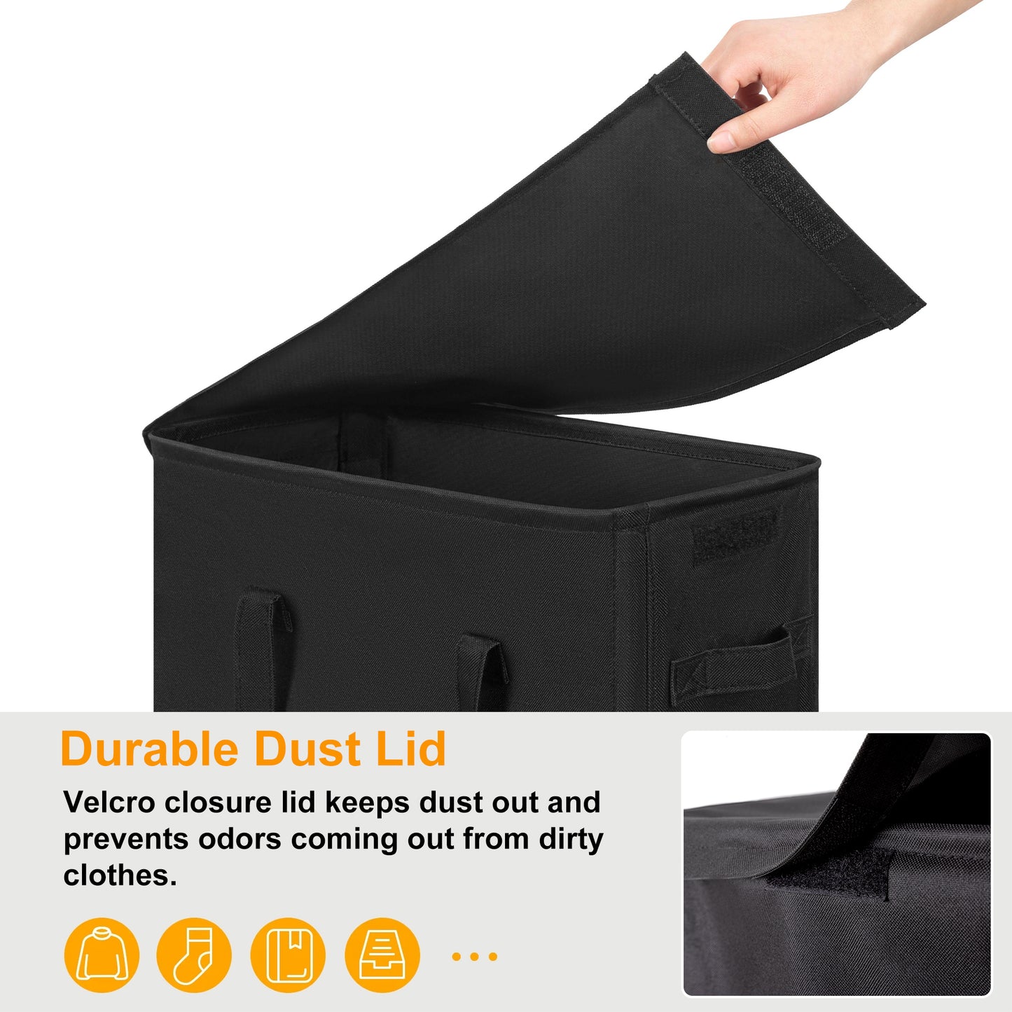 BGTREND Tall & Slim Laundry Hamper with Lid and handles Narrow Laundry Basket Collapsible Dirty Clothes Hamper Portable Laundry Storage Bin Oxford (60L, Black)