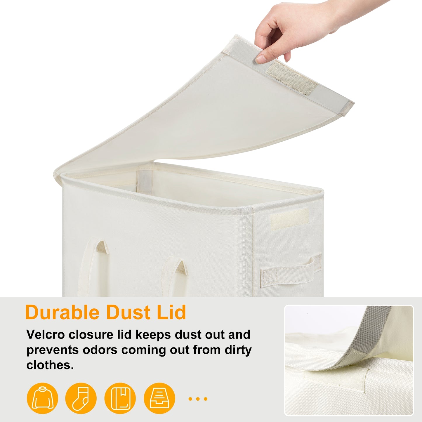 BGTREND Tall & Slim Laundry Hamper with Lid and handles Narrow Laundry Basket Collapsible Dirty Clothes Hamper Portable Laundry Storage Bin Oxford (45L, Beige)