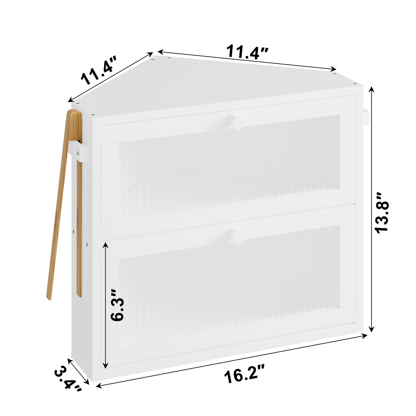 BGTREND Corner Bread Box for Kitchen Countertop, Large Double Layer Bread Storage Container for Homemade Bread, Black Bread Holder for Kitchen Counter, Under Cabinet Organizer (White, Medium)