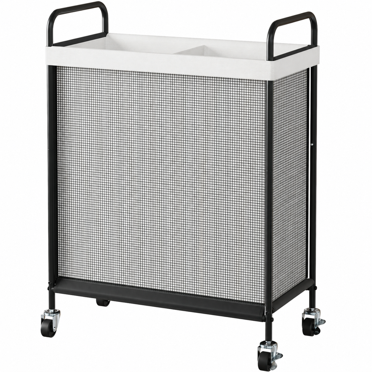 BGTREND 100L 2-Section Rolling Laundry Hamper with Handle Laundry Basket with Wheels Metal Frame Clothes Hamper with Removable Bag
