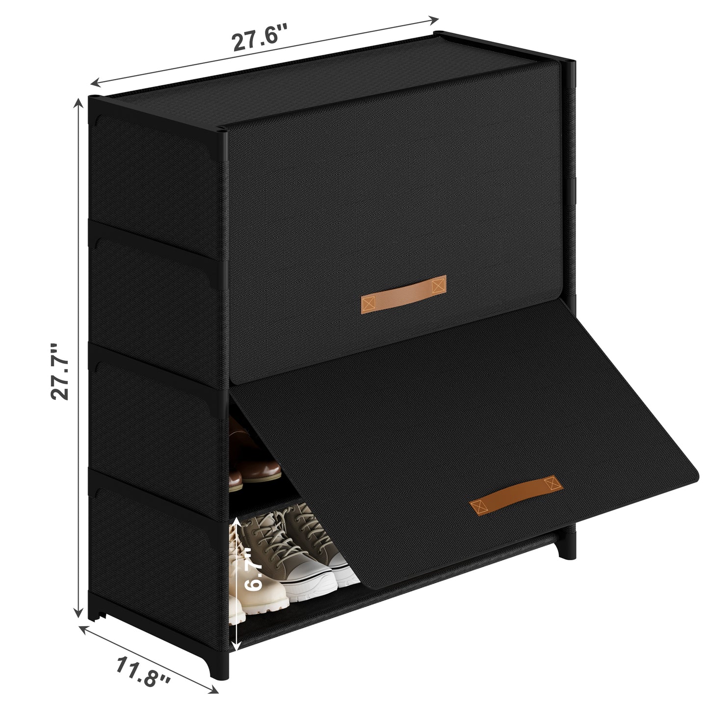 BGTREND 5 Tier Shoe Rack with Covers Shoe Storage Organizer Holds 20 Pairs for Closet Entryway Hallway, Black