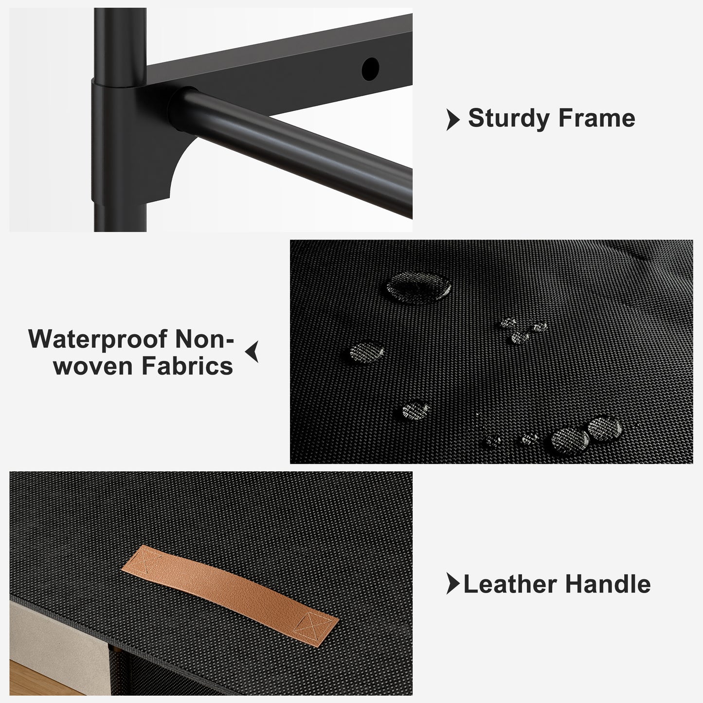 BGTREND 3 Tier Shoe Rack with Covers Shoe Storage Organizer Holds 12 Pairs for Closet Entryway Hallway, Black