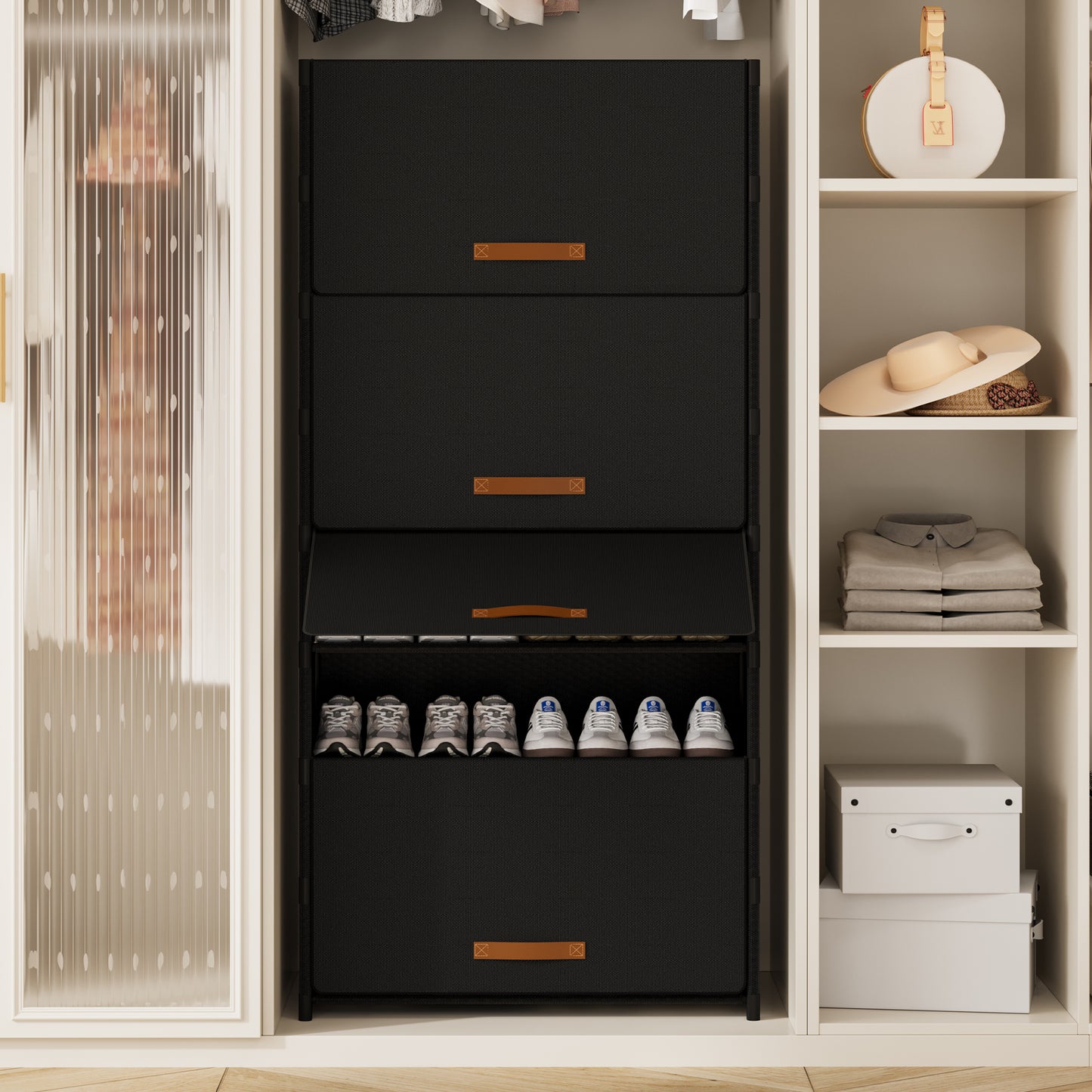 BGTREND 9 Tier Shoe Rack with Covers Shoe Storage Organizer Holds 36 Pairs for Closet Entryway Hallway, Black