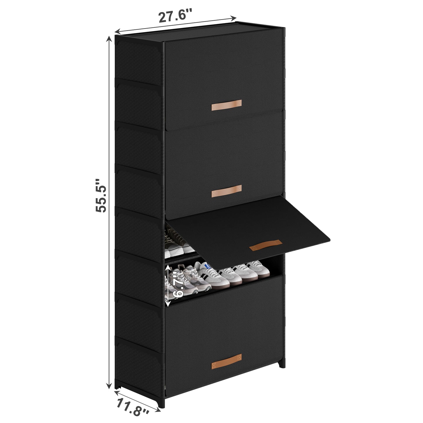 BGTREND 9 Tier Shoe Rack with Covers Shoe Storage Organizer Holds 36 Pairs for Closet Entryway Hallway, Black