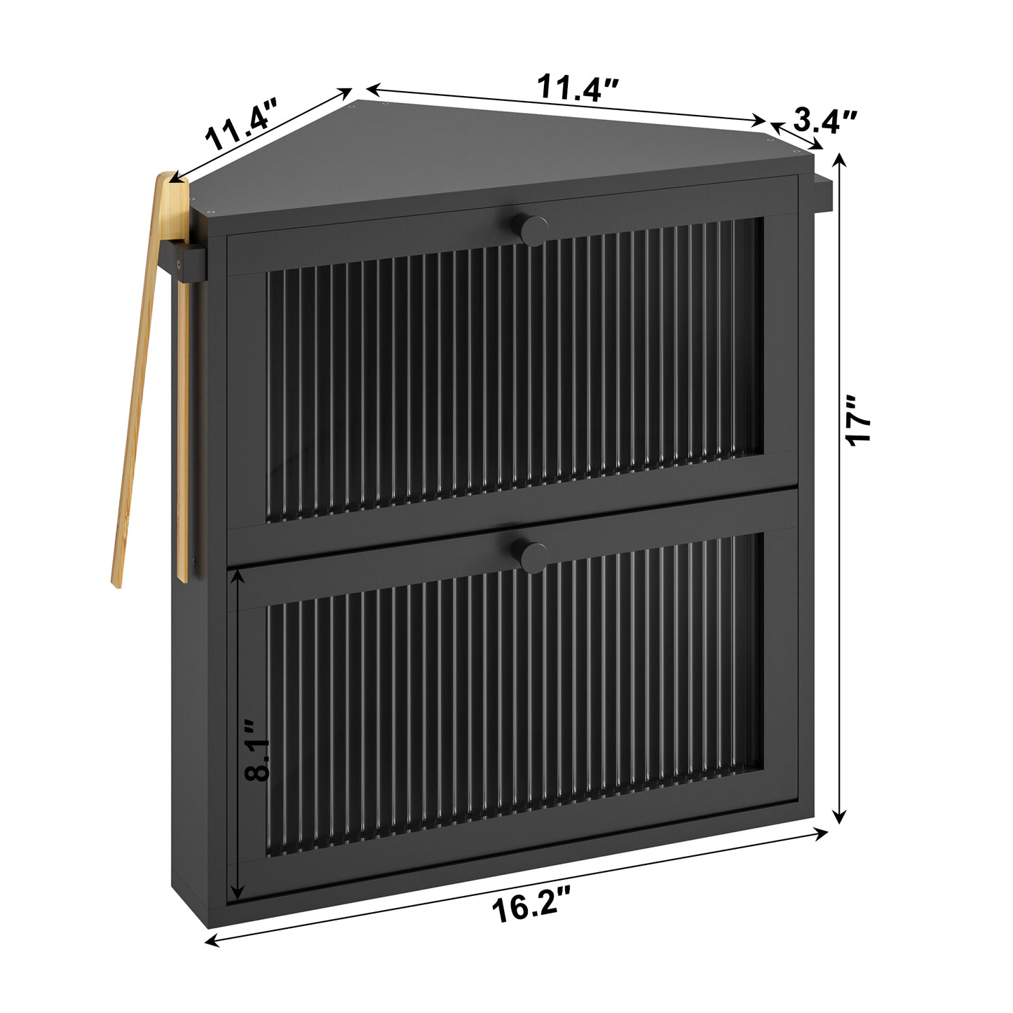 BGTREND Corner Bread Box for Kitchen Countertop, Large Double Layer Bread Storage Container for Homemade Bread, Black Bread Holder for Kitchen Counter, Under Cabinet Organizer (Black, Extra Large)