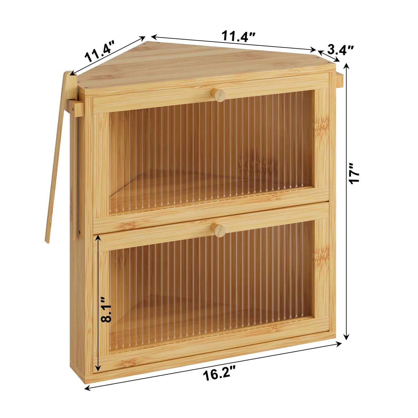 BGTREND Corner Bread Box for Kitchen Countertop, Large Double Layer Bread Storage Container for Homemade Bread, Black Bread Holder for Kitchen Counter, Under Cabinet Organizer (Natural, Extra Large)